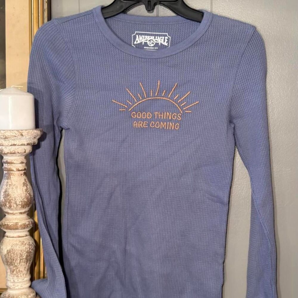 American-eagle Women's Blue and Purple Shirt